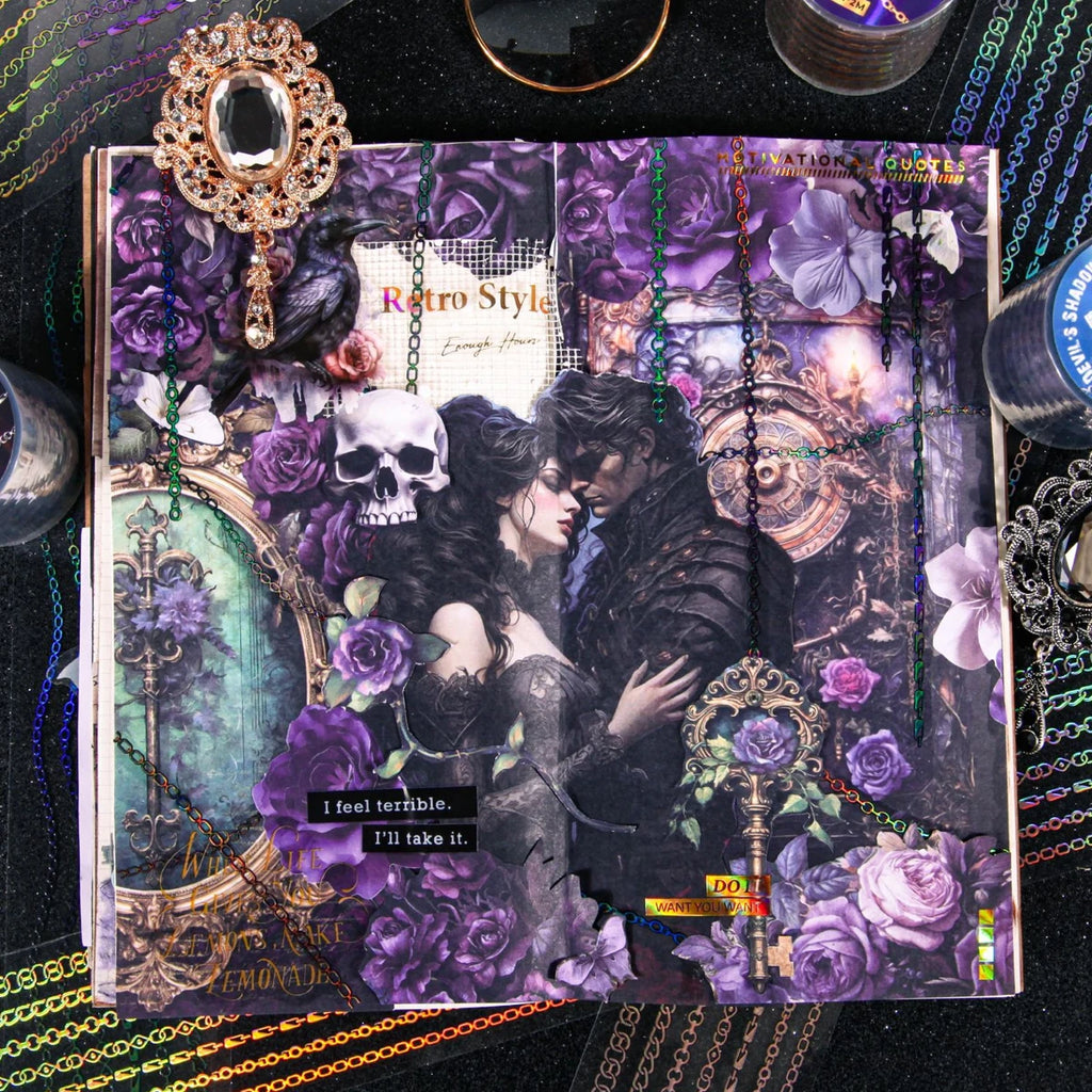 1Roll Decorative Adhesive tapes magic shadow and chain trail masking tapes Junk Journal Scrapbooking stikcers DIY