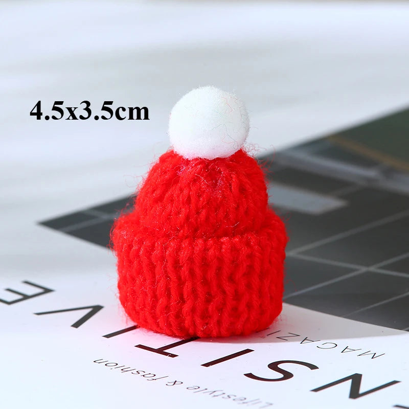 10PCS/set Mini Knit Hat Mini Christmas Scarf Set Knitting Craft Doll Hats DIY Jewelry Making Hair Decoration Accessories Crafts