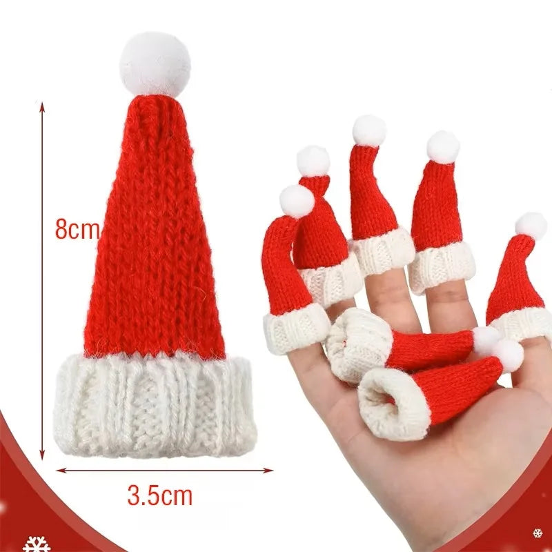 10PCS/set Mini Knit Hat Mini Christmas Scarf Set Knitting Craft Doll Hats DIY Jewelry Making Hair Decoration Accessories Crafts