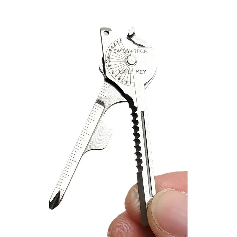 Camping Multi Function Folding Tool Keychain Opener Screwdriver 8 In 1 Utility Outdoor Survival Rescue Pocket Plier KeyRing