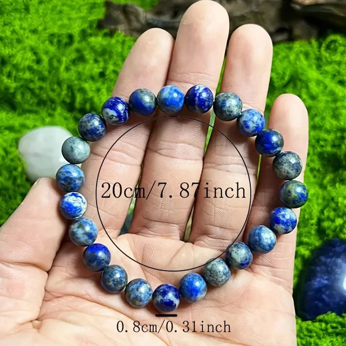 Unisex Lapis Lazuli bracelet made of 8mm natural stone, perfect for everyday gift giving