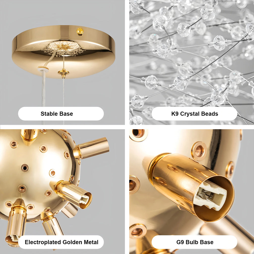 Modern LED Pendant Lights Creativity Dandelion Chandelier Home Art Crystal Lamps Living Room Dining Room Bedroom Home Decoration