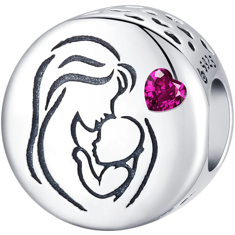 WOSTU 925 Sterling Silver Heart Shape Charms Growth Hanging Bead Red CZ Love Affinity Pendant For Original Jewelry Thanksgiving