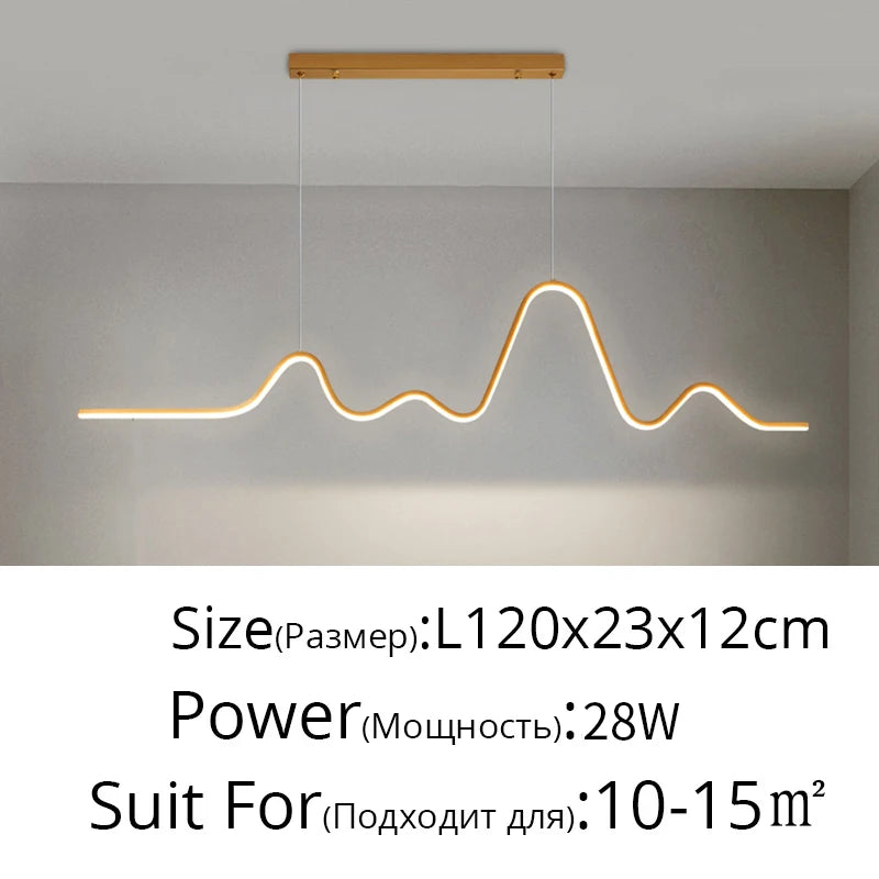 Modern Minimalist Restaurant Ceiling Chandelier Creative Wave Moon Kitchen Pendant Lamp Home Decor LED Bedroom Bar Hanging Light