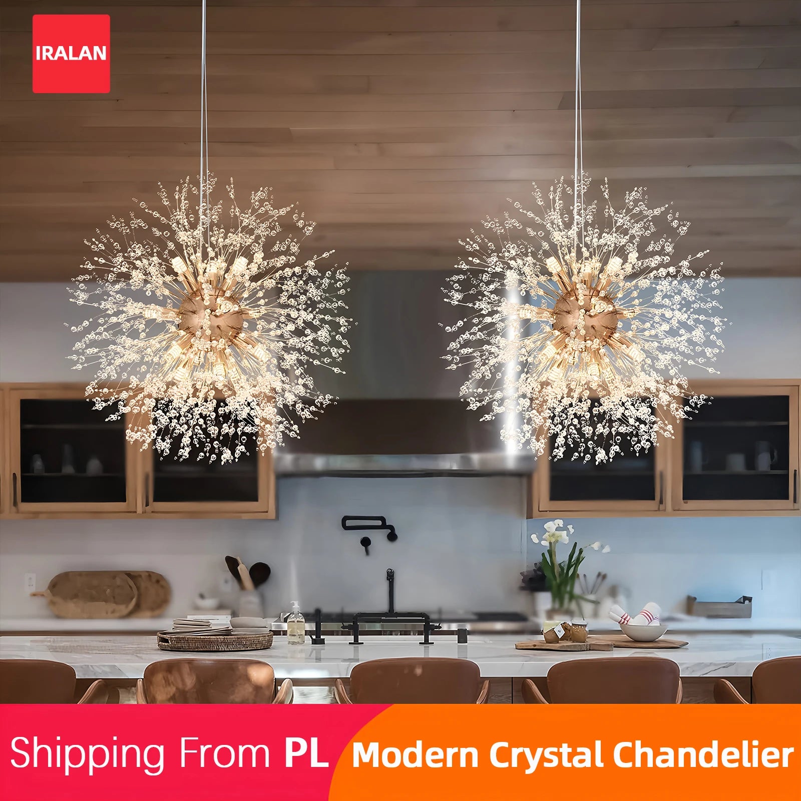 Modern LED Pendant Lights Creativity Dandelion Chandelier Home Art Crystal Lamps Living Room Dining Room Bedroom Home Decoration