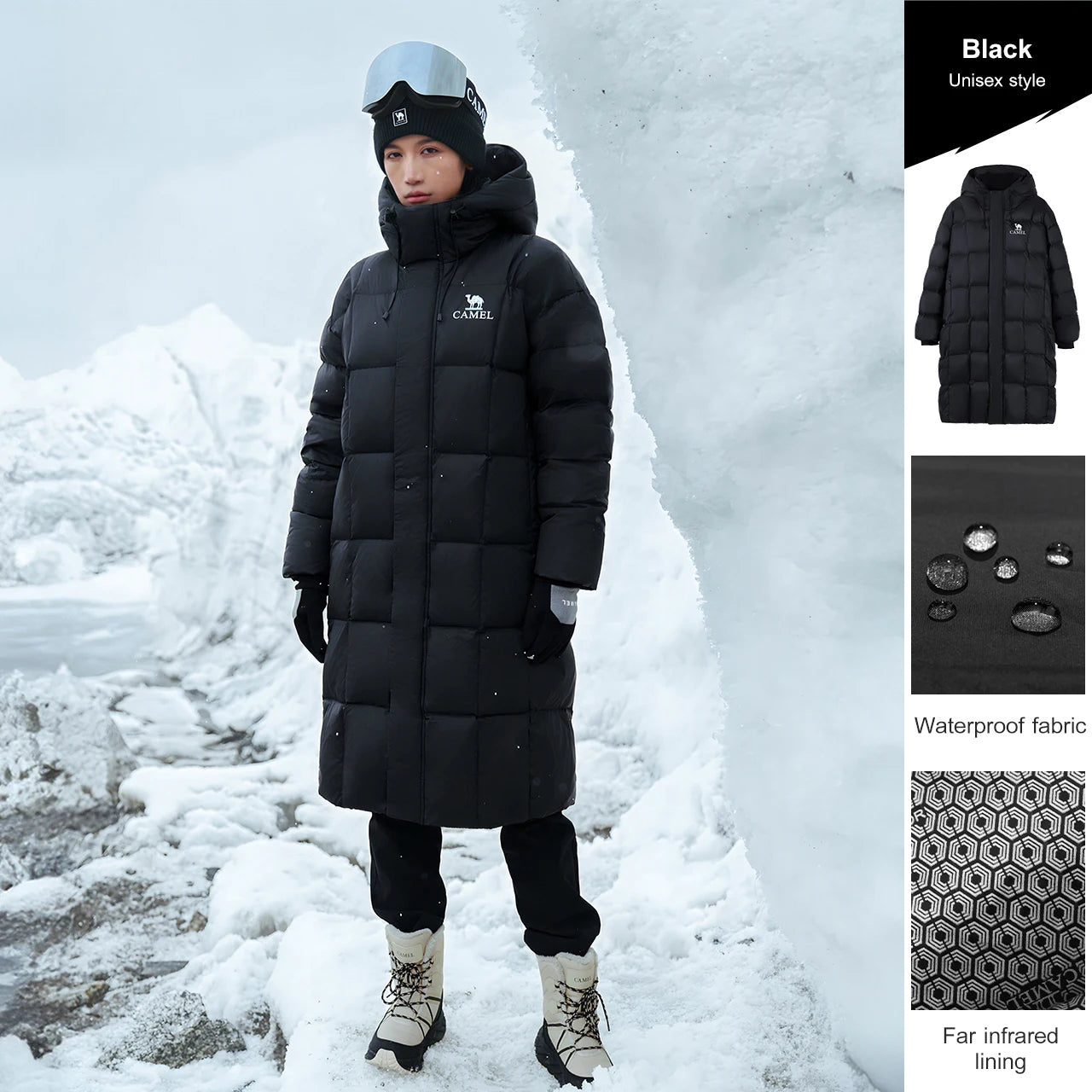 GOLDEN CAMEL Outdoor Long Down Jackets Men Women 3A Antibacterial Water-repellent Windproof Graphene Coats for Men 2024 Winter