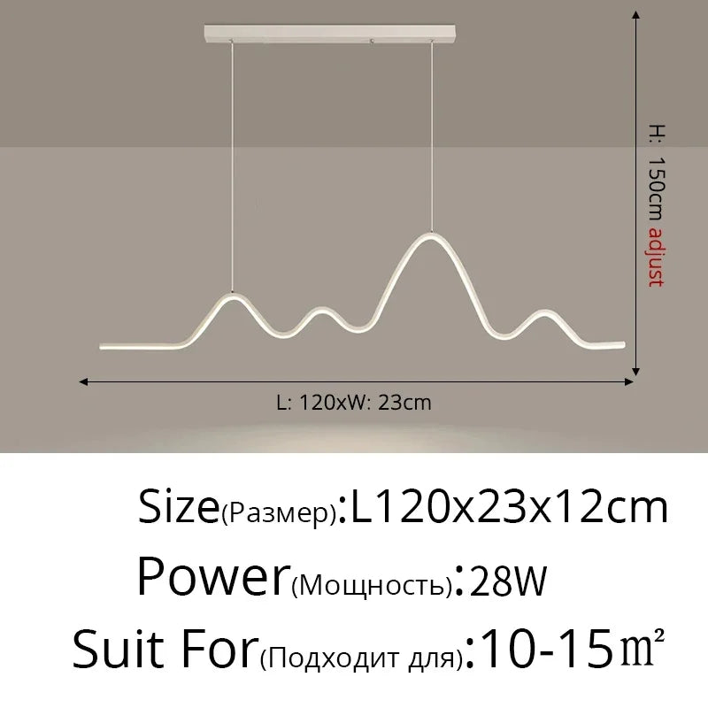 Modern Minimalist Restaurant Ceiling Chandelier Creative Wave Moon Kitchen Pendant Lamp Home Decor LED Bedroom Bar Hanging Light