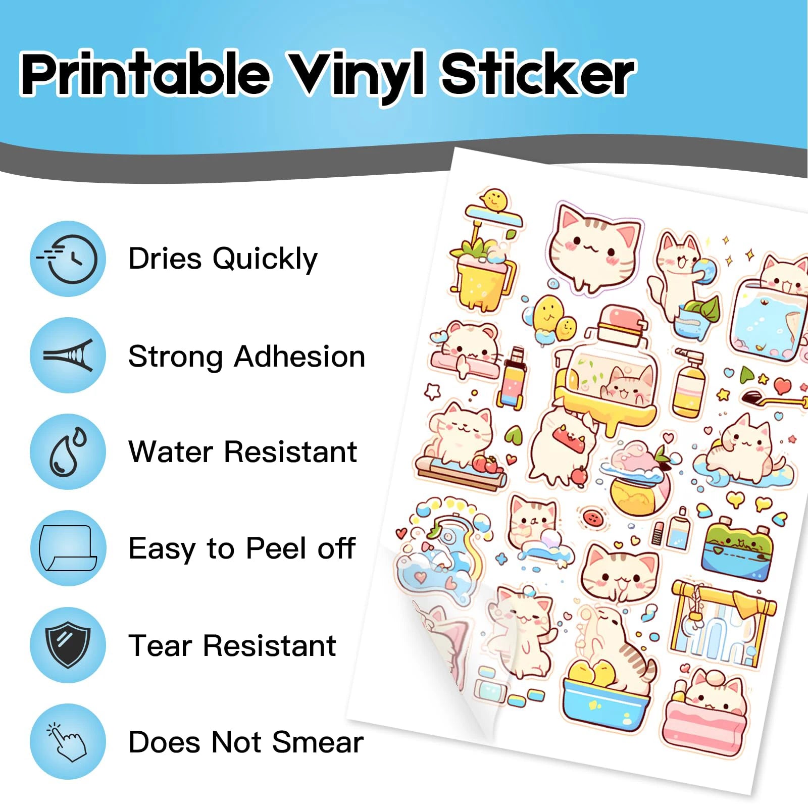 20 Sheets A4 Size Printable Clear Sticker Self-Adhesive Paper Waterproof Transparency Vinyl Sticker Only For Laser Printer