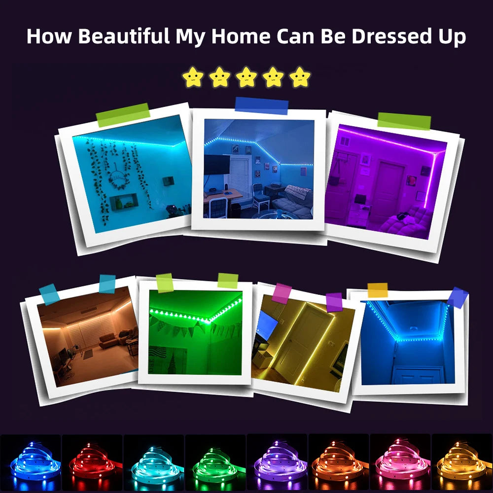 LED Strip Light RGB 5050 Music Sync Color Changing  30LEDS PER M, App Controlled LED Lights 5M 10M 15M DC12V Flexible