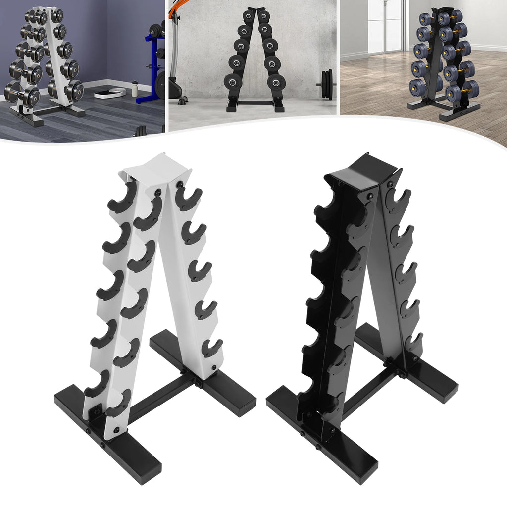 5-Tier Dumbbell Rack A-Frame Steel Dumbbell Holder Accommodate 5 Pairs Dumbbells 100kg Load-bearing Capacity for Home Gym