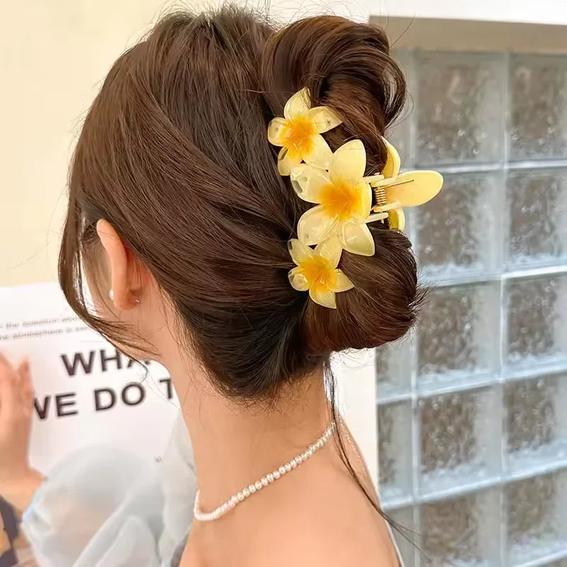 1/2Pcs temperament flower shark clip sweet egg flower grab clip elegant party ponytail clip fashionable hair clip