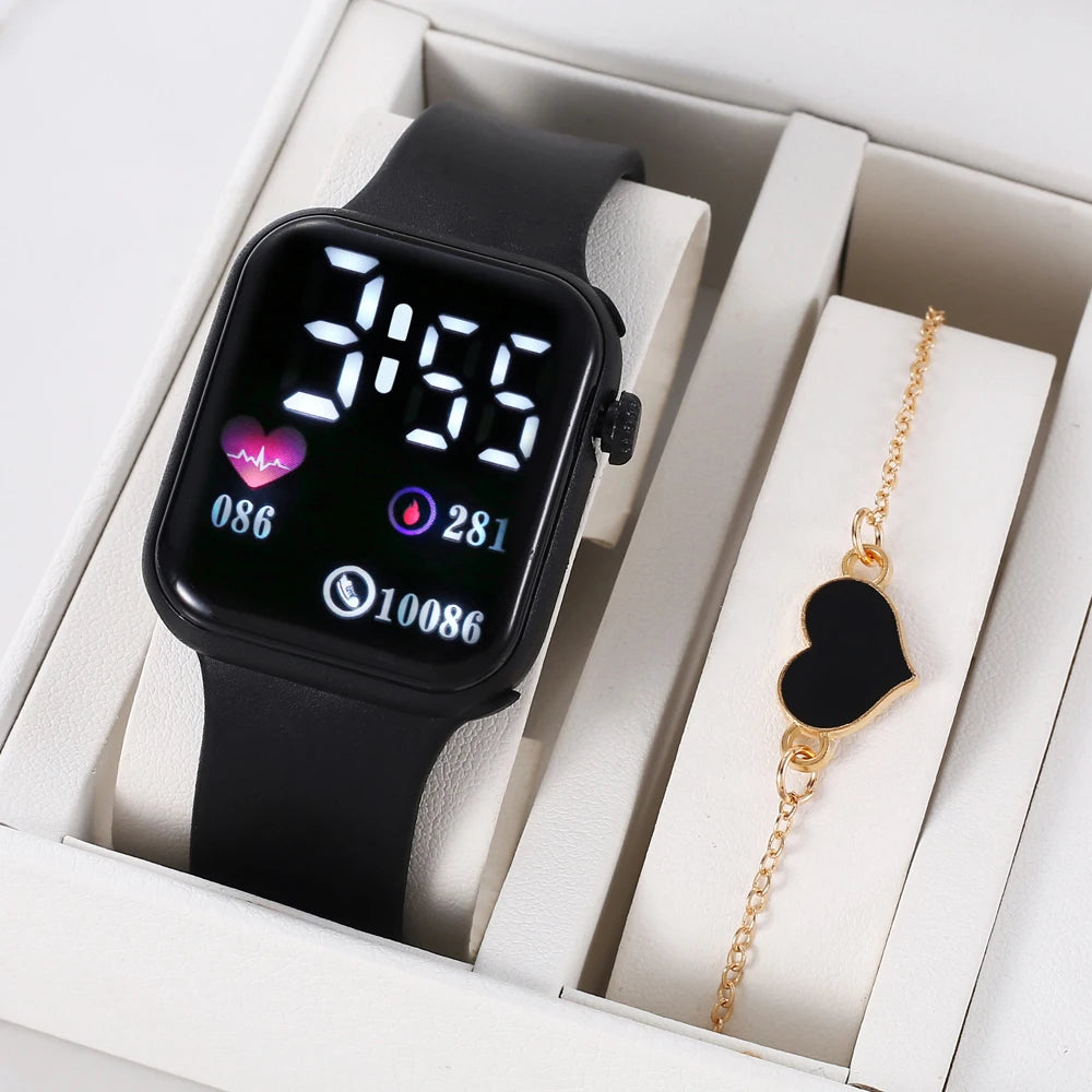 Love oriented LED electronic watch, fashionable and casual square outdoor waterproof electronic watch