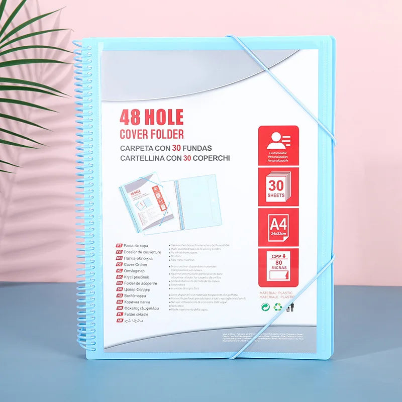 A4 Page 20/30/40 48 Hole Coil Rope Binding Information Book Student Exam Paper Office Stationery Supplies File Folders Organizer