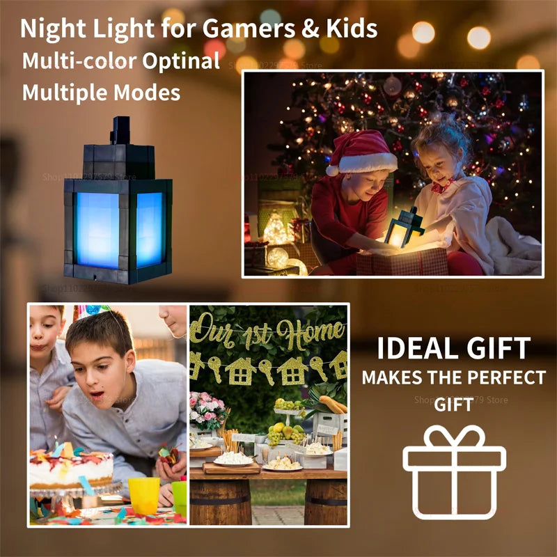 16 Color Wall Mounted Night Light Rechargeable Pixel Lantern with Remote LED Bedside Lamp for Kids Bedroom Living Room Decor