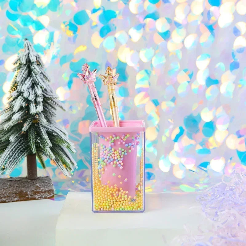 Colorful Acrylic Piggy Drawer Pen Holder Cartoon Multi Grid Cute Creative Girl Student Multifunctional Storage Office Stationery