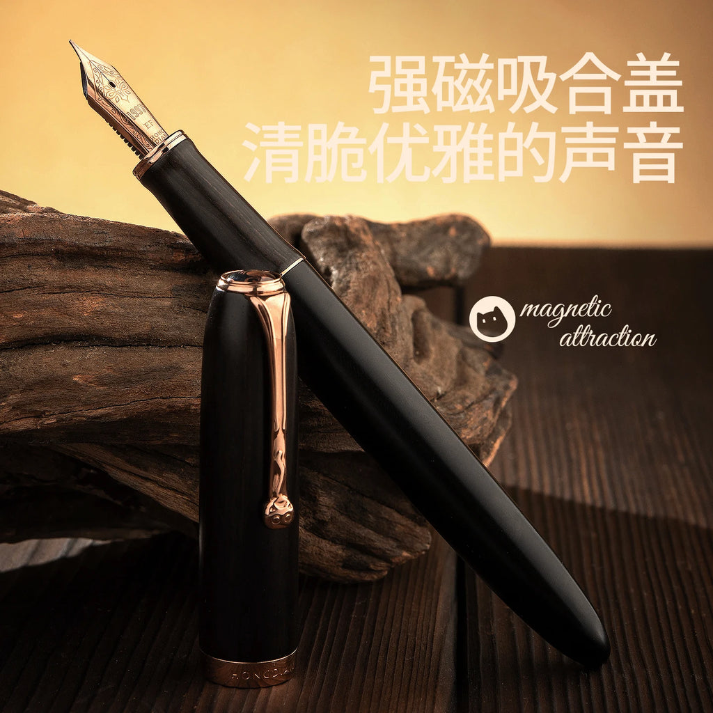 Hongdian A10 Fountain Retro Elegant Wooden Pen Business Calligraphy Office Capacity Ink Converter Cartridge Premium Gift Box