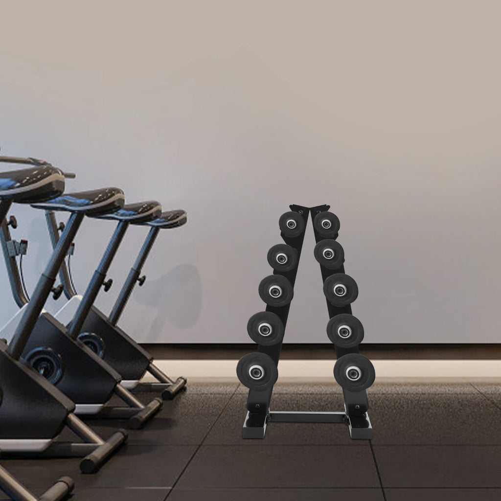 5-Tier Dumbbell Rack A-Frame Steel Dumbbell Holder Accommodate 5 Pairs Dumbbells 100kg Load-bearing Capacity for Home Gym