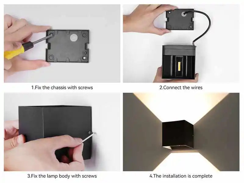 IP65 Waterproof 6W 12W indoor outdoor Led Wall Lamp modern Aluminum Adjustable Surface Mounted Cube Led Garden Porch Light