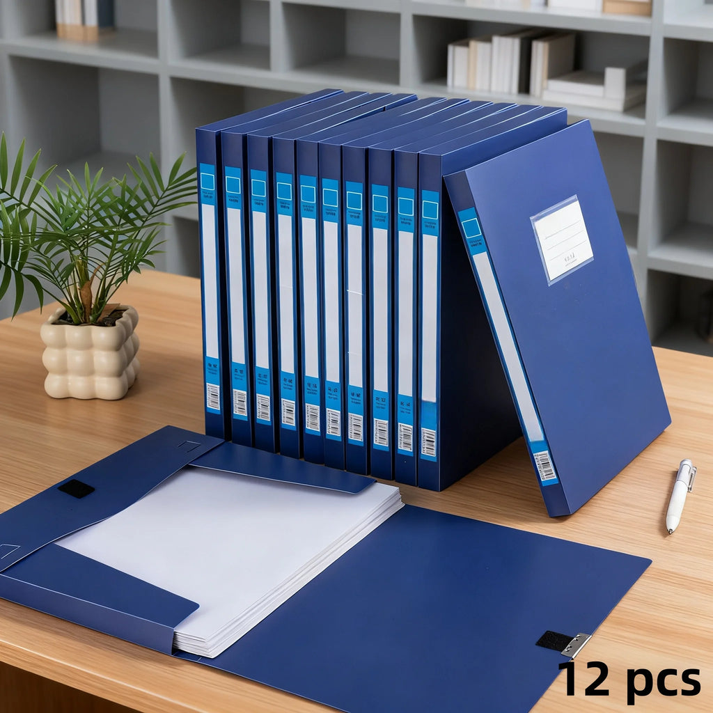A4 File Folder File Box with Adhesive Closure, Thickened Plastic Document Box, Storage Bag, Office Supplies, A4 Organizer Box, Foldable Document Holder