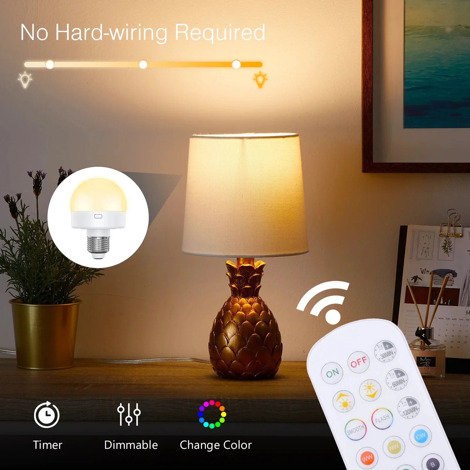 Smart Rechargeable LED Bulb E27 Remote Control RGB Dimmable 16 Million Colors Timer & Energy Saving Battery Operated Night Light