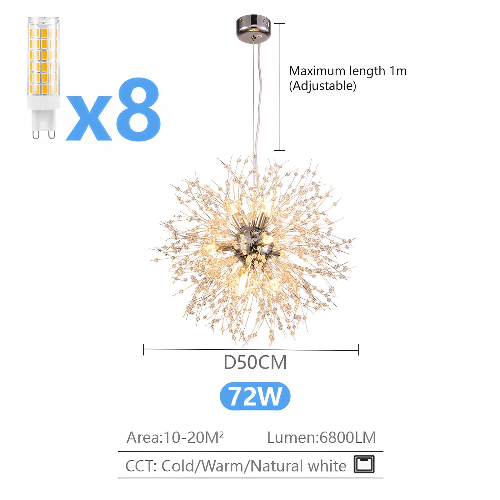 Modern LED Pendant Lights Creativity Dandelion Chandelier Home Art Crystal Lamps Living Room Dining Room Bedroom Home Decoration