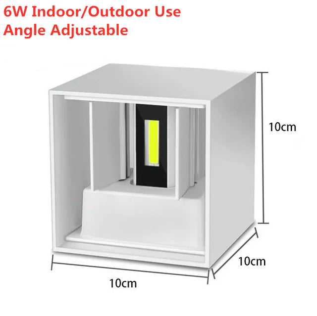 IP65 Waterproof 6W 12W indoor outdoor Led Wall Lamp modern Aluminum Adjustable Surface Mounted Cube Led Garden Porch Light