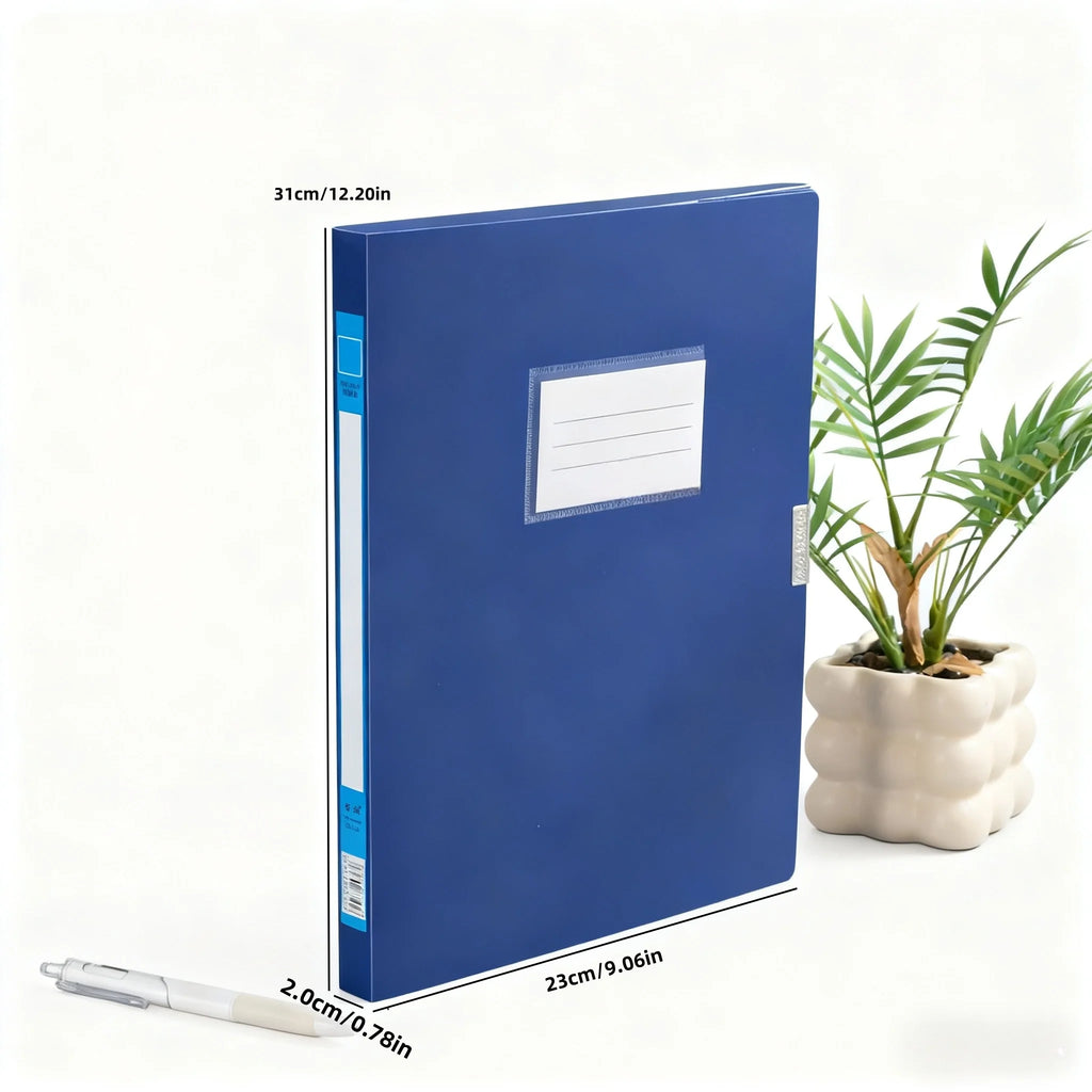 A4 File Folder File Box with Adhesive Closure, Thickened Plastic Document Box, Storage Bag, Office Supplies, A4 Organizer Box, Foldable Document Holder