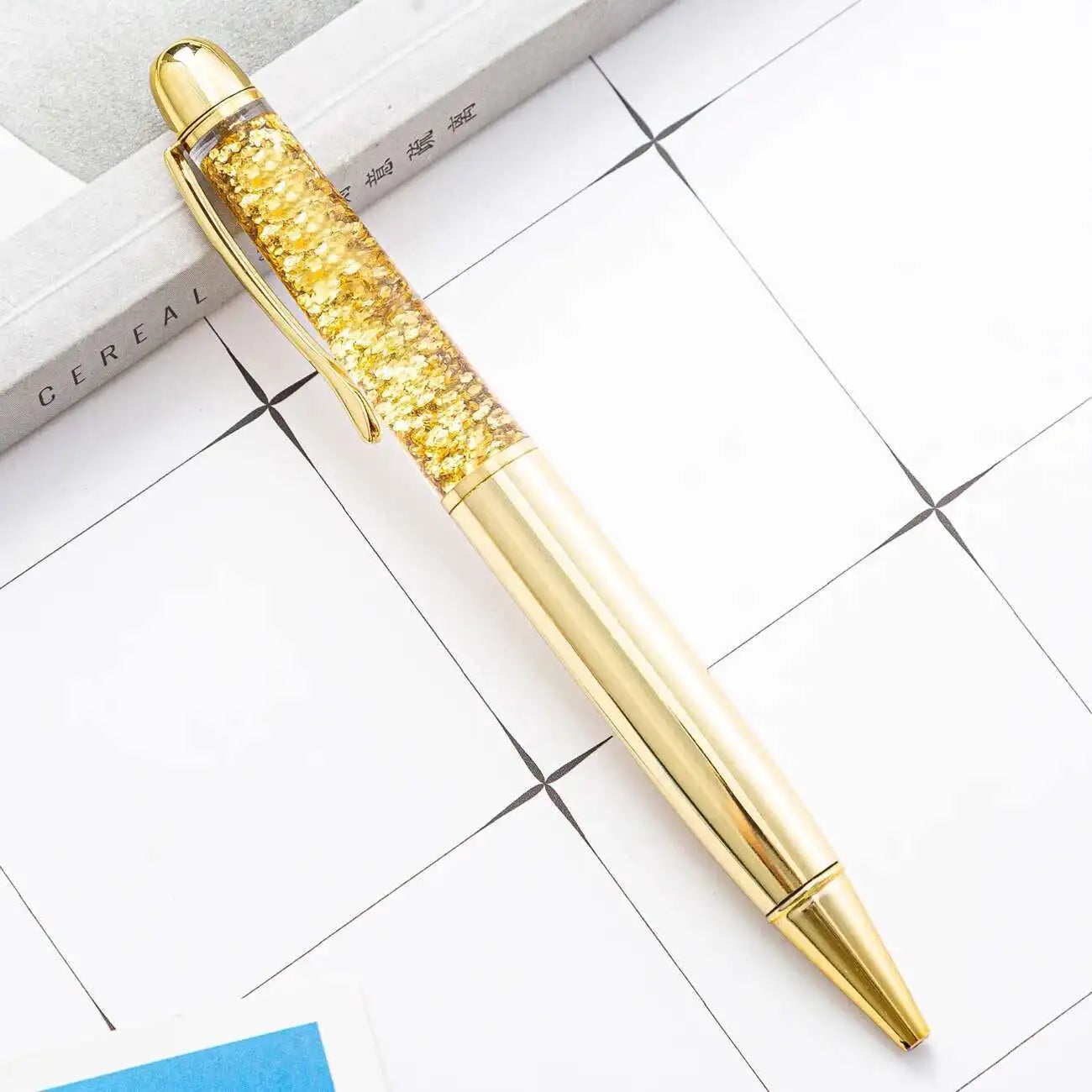 1 Piece Metal Quicksand Ballpoint Pen Rose Gold School Supply Stationery Office Crystal Spinning Luxury Brand