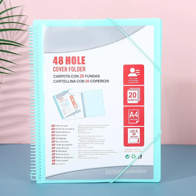 A4 Page 20/30/40 48 Hole Coil Rope Binding Information Book Student Exam Paper Office Stationery Supplies File Folders Organizer