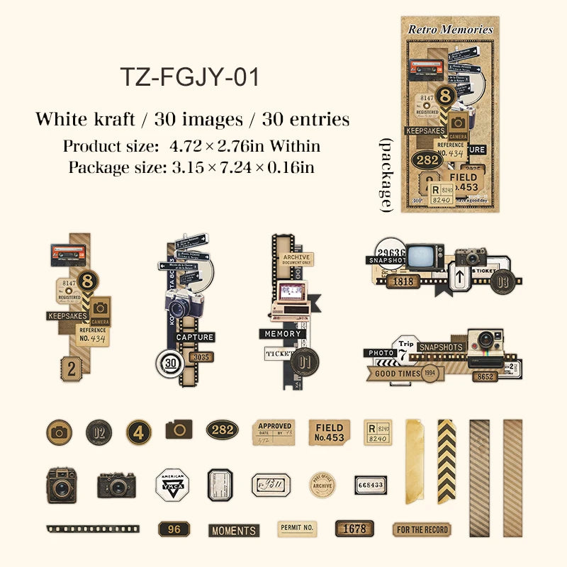 Retro Memories Series Vintage Butterfly Border Label Landscape Sticker Creative DIY Journal Material Collage Stationery