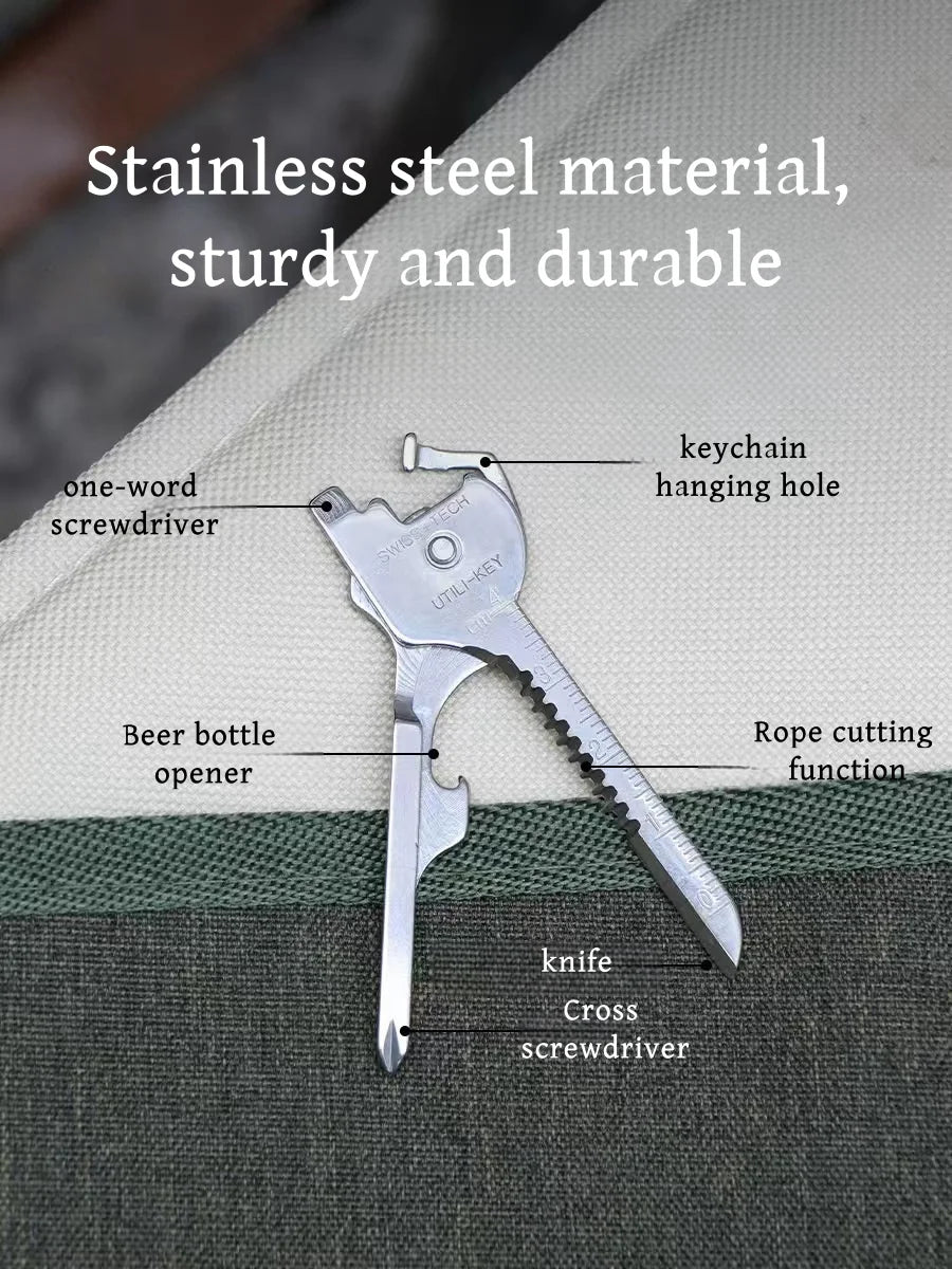 6-in-1 EDC Multi-Tool Keychain | Folding Screwdriver & Bottle Opener | Compact Survival Pliers for Camping & Outdoor