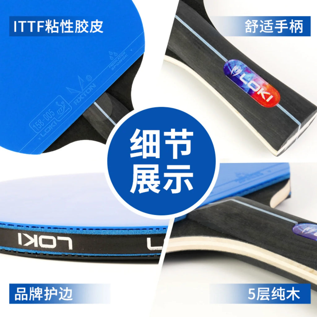 LOKI K5000 FL Long HandleTable Tennis Racket Home Entertainment PingPong Rackets with Blue Color Ping Pong Rubber