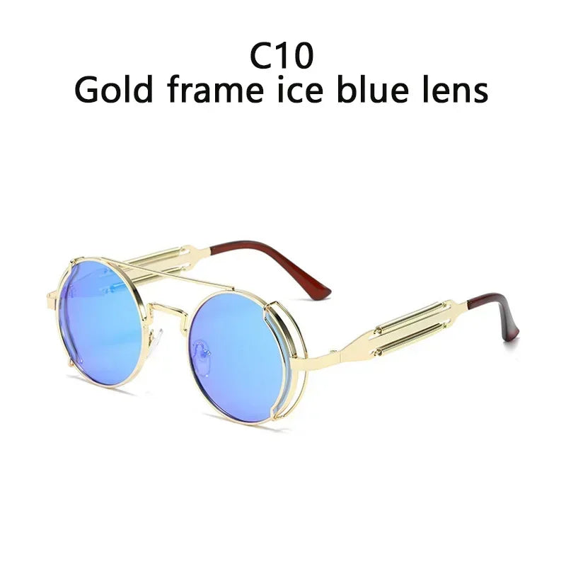 2022 New Metal Steampunk Sunglasses Men Women Fashion Round Glasses Bran age Sun Glasses High Quality Oculos de sol