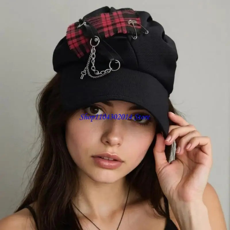 R0JC Dark Novelty Painter Hat British Fashion Hat Cabbie Hat for Daily