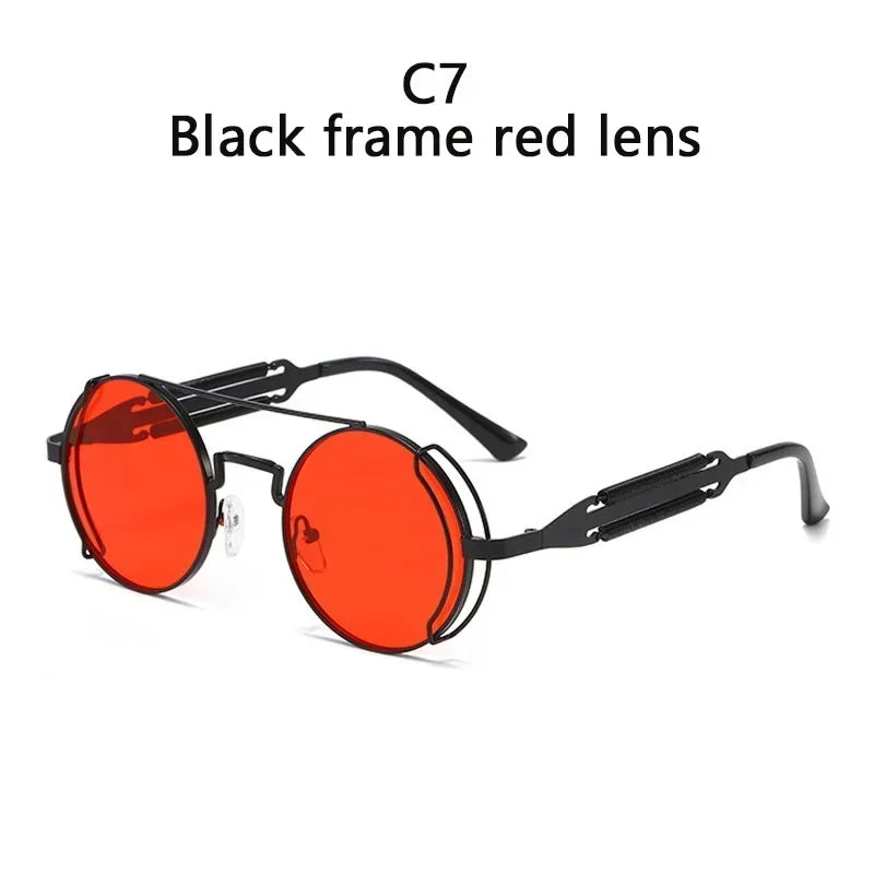 2022 New Metal Steampunk Sunglasses Men Women Fashion Round Glasses Bran age Sun Glasses High Quality Oculos de sol
