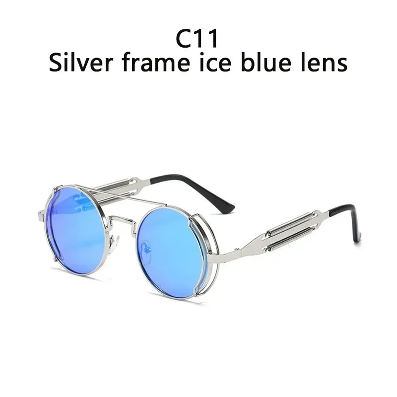 2022 New Metal Steampunk Sunglasses Men Women Fashion Round Glasses Bran age Sun Glasses High Quality Oculos de sol
