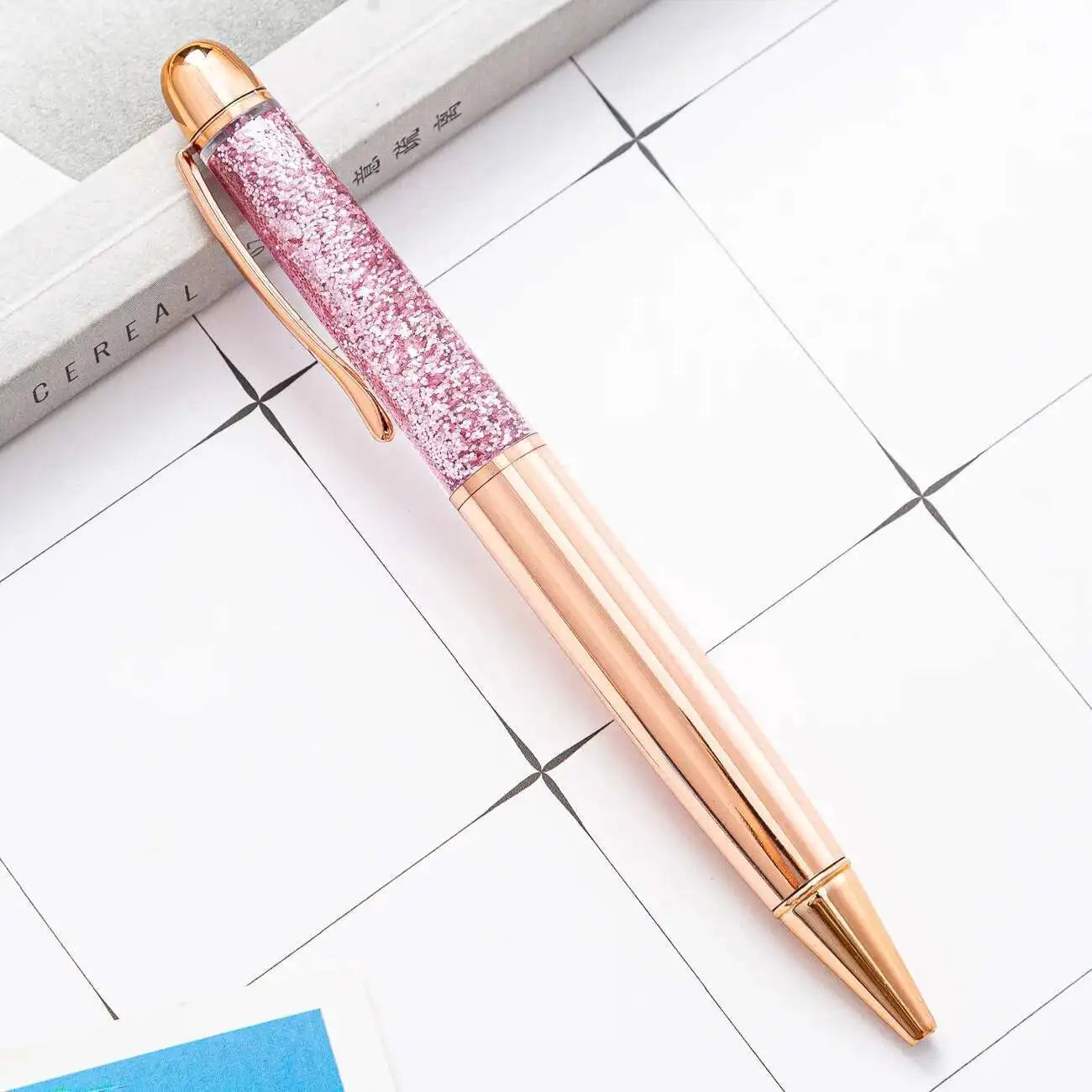 1 Piece Metal Quicksand Ballpoint Pen Rose Gold School Supply Stationery Office Crystal Spinning Luxury Brand