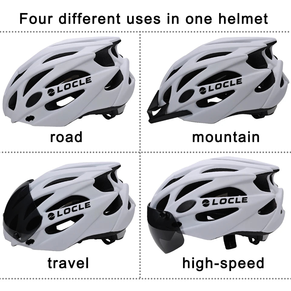 LOCLE Magnetic Photochromic Goggles Bicycle Cycling Helmet Lenses or Visor (Only for LOCLE magnetic helmet)