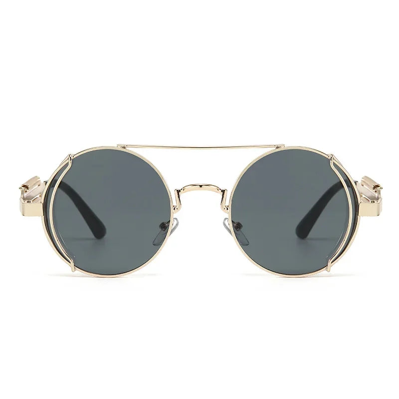 2022 New Metal Steampunk Sunglasses Men Women Fashion Round Glasses Bran age Sun Glasses High Quality Oculos de sol