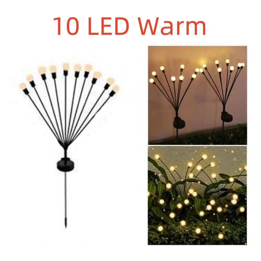 Solar LED Light Garden Fireworks Warm Light Outdoor LED Waterproof Firefly Lawn Light Garden Path Decoration