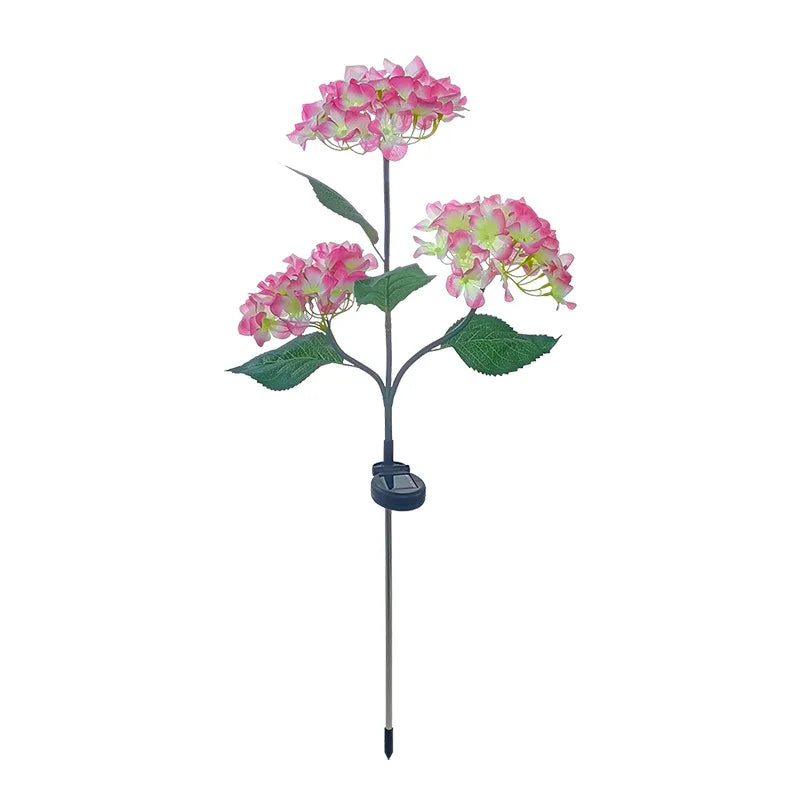 Hydrangea Flowers Lawn Light Garden Stakes Ground Lights Outdoor Decor Lamp Pathway Waterproof  Pond Floral Solar Powered Light