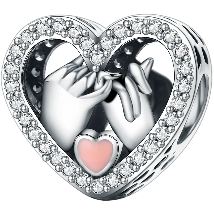 WOSTU 925 Sterling Silver Heart Shape Charms Growth Hanging Bead Red CZ Love Affinity Pendant For Original Jewelry Thanksgiving