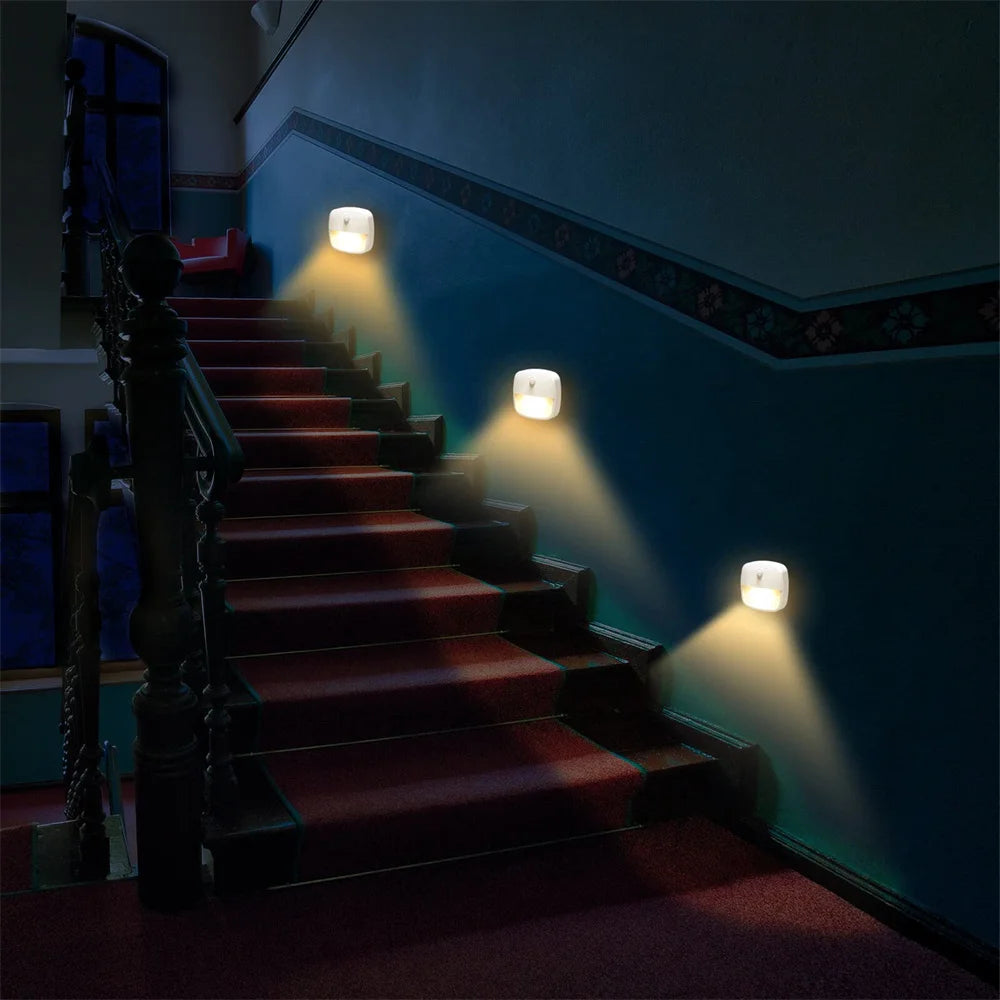3pcs Motion Sensor Light Indoor LED Night Light Stick on Nightlight Lights for Cabinet Hallway Stair Bathroom Closet Bedroom