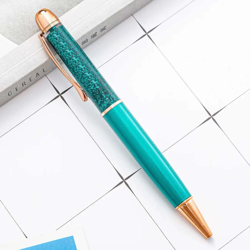 1 Piece Metal Quicksand Ballpoint Pen Rose Gold School Supply Stationery Office Crystal Spinning Luxury Brand