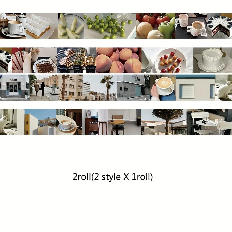 2 Roll Washi Paper Tape Ins Style Daily Life Sharing Pattern Diary Tape Creative Phone Case Storage Box Photo Decorative