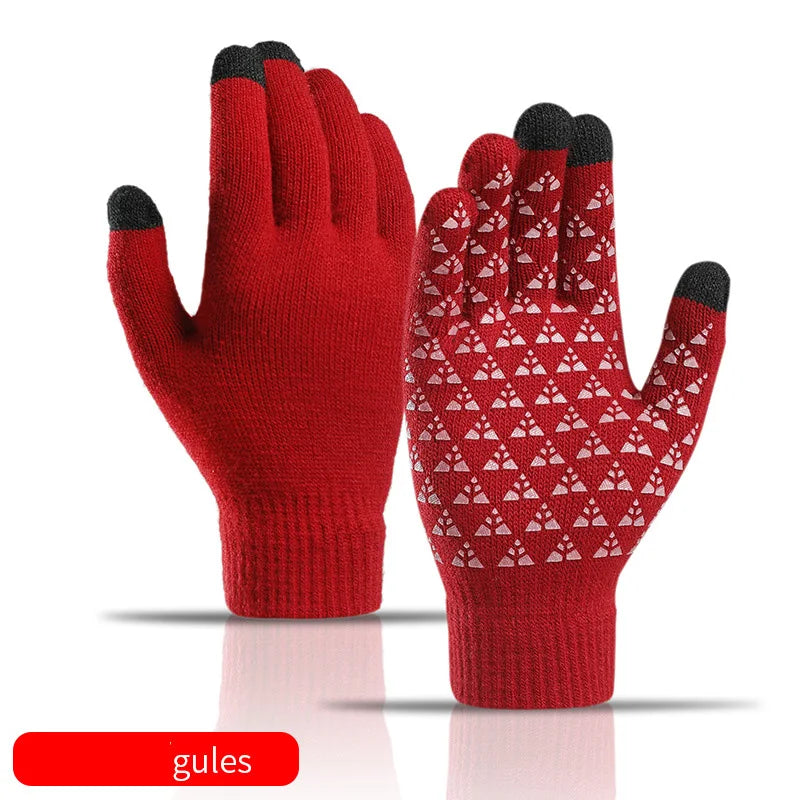Winter Autumn Cycling Warm Gloves Men Women Driving Gloves Elastic Triangular Anti Slip Daily Travel Knitted Gloves for Couples