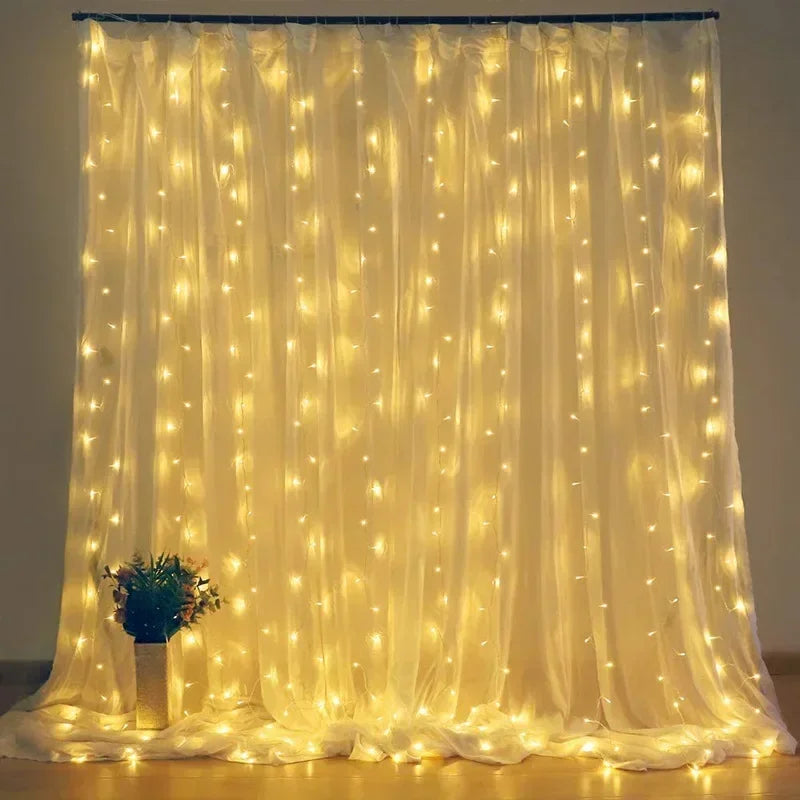 3/4/6m Curtain LED String Lights Garland USB Festoon Remote Control Fairy Garland Lights Christmas Decoration for Bedroom Home