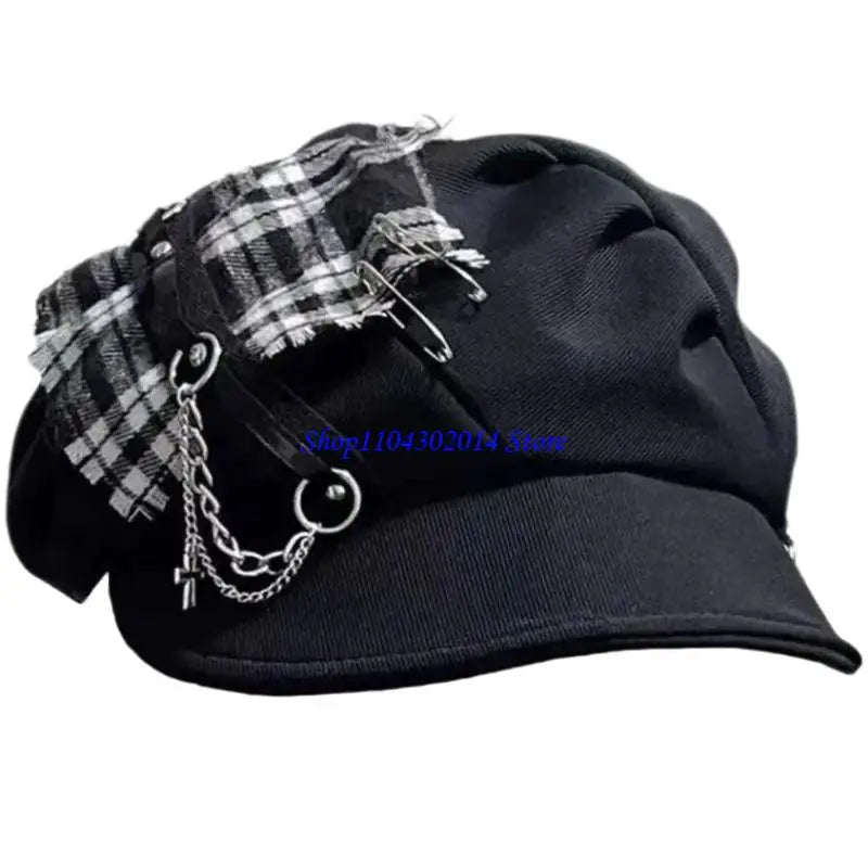 R0JC Dark Novelty Painter Hat British Fashion Hat Cabbie Hat for Daily