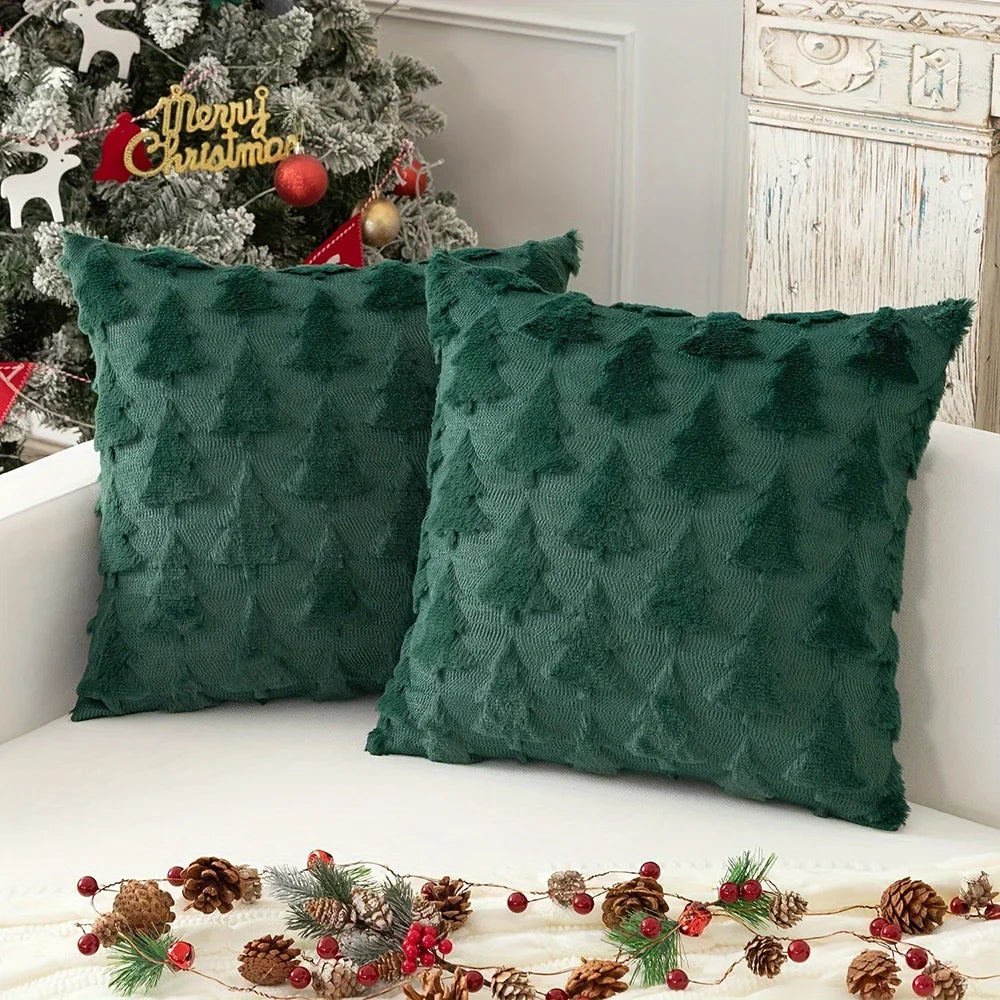 Runtow 45x45cm Christmas Tree Pattern Pillow Cases 2025 Merry Christmas Decor for Home Xmas Gifts New Year Sofa Decor Navidad