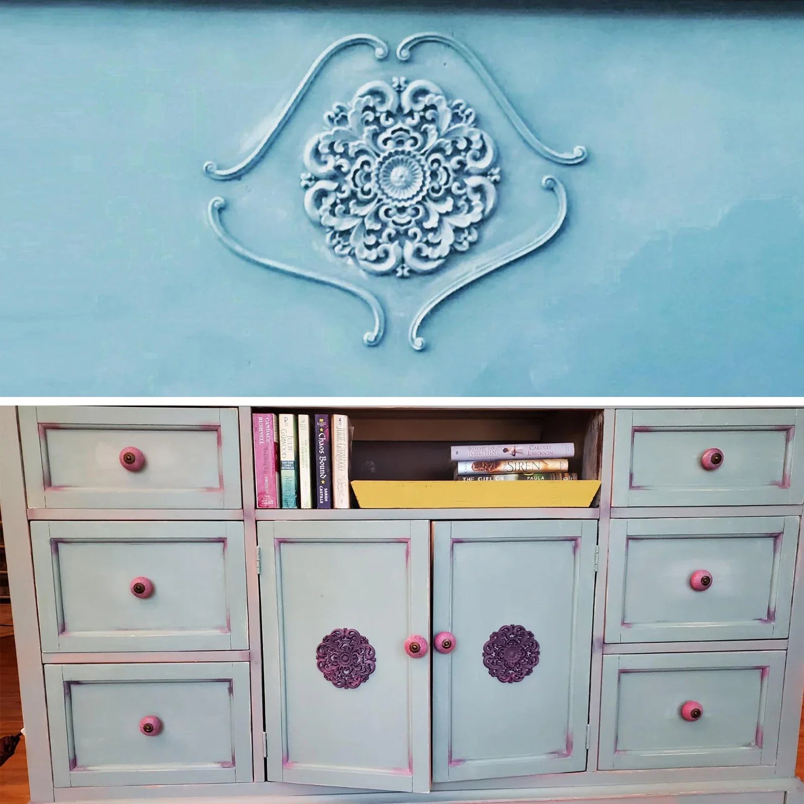 10cm Round Flower Wood Carving Decal Unpainted Disc Onlay Decor Door Furniture Symmetrical European Court Exquisite Single-sided